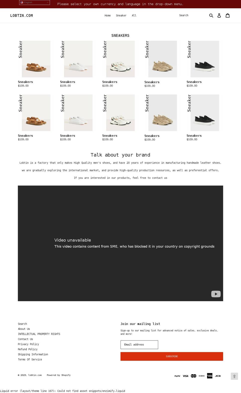 Sneaker Shopify theme site example newbmall.com