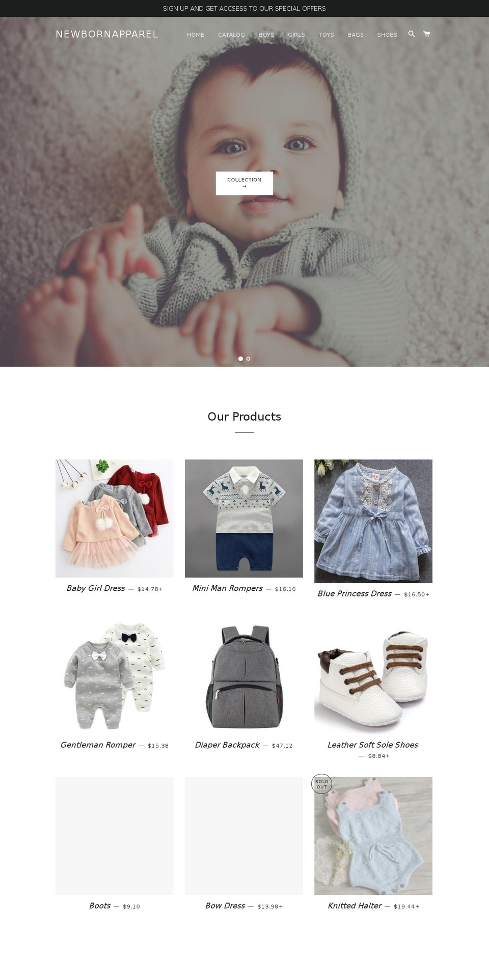 newbornapparel.com — Shopify storefront screenshot