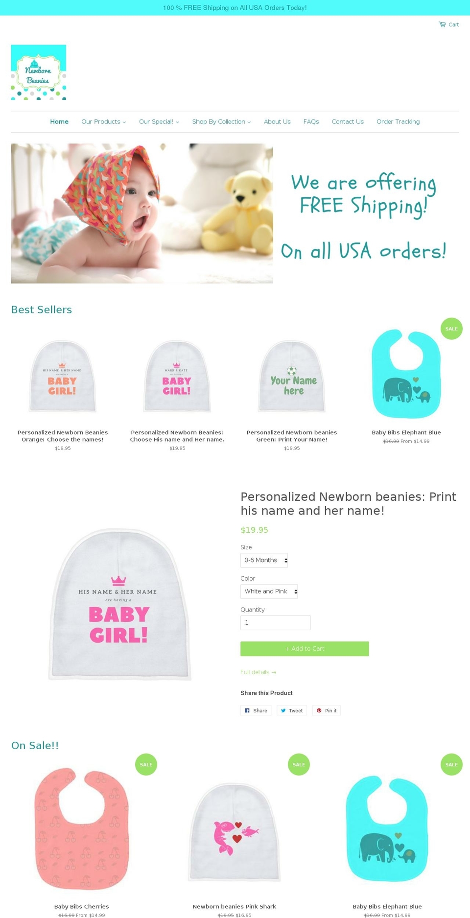 newbornbeanies.com — Shopify storefront screenshot