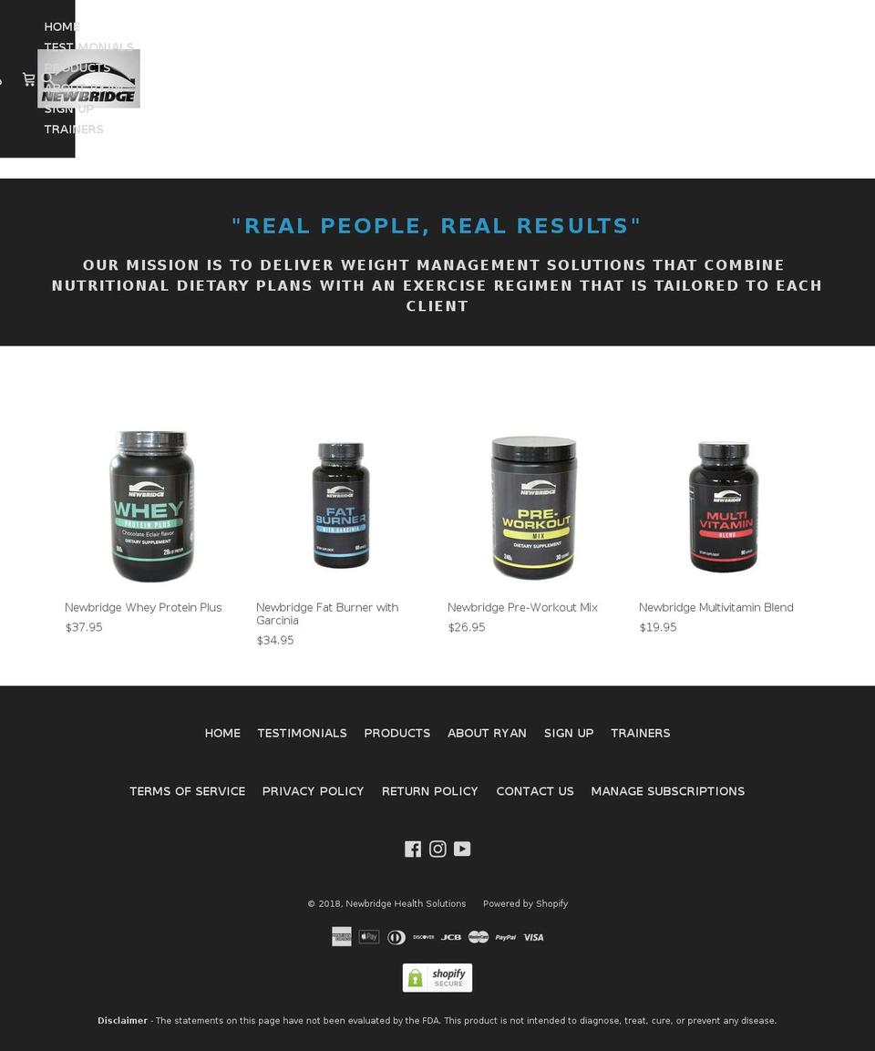 newbridgehealthsolutions.com — Shopify storefront screenshot