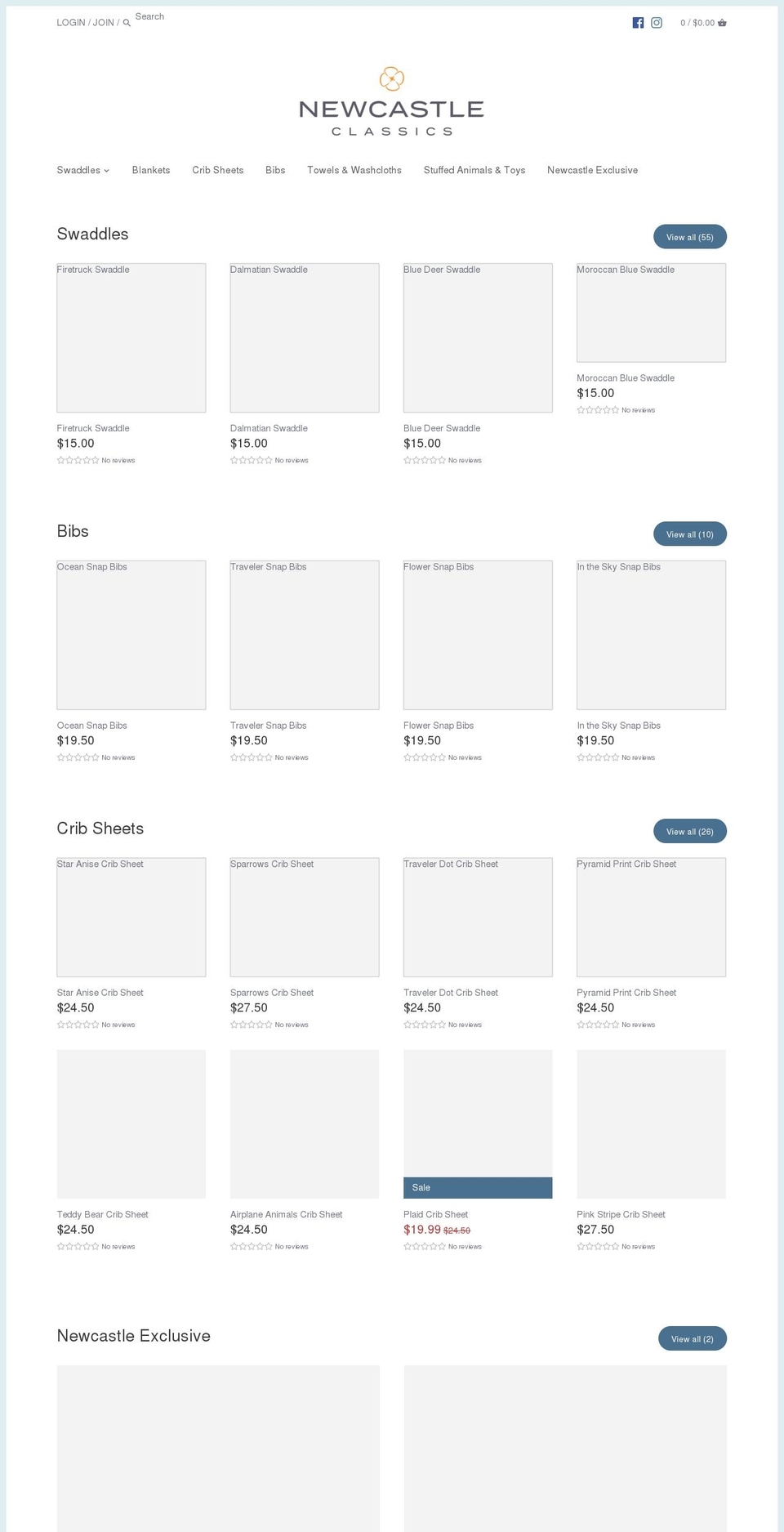 newcastleclothing.com — Shopify storefront screenshot