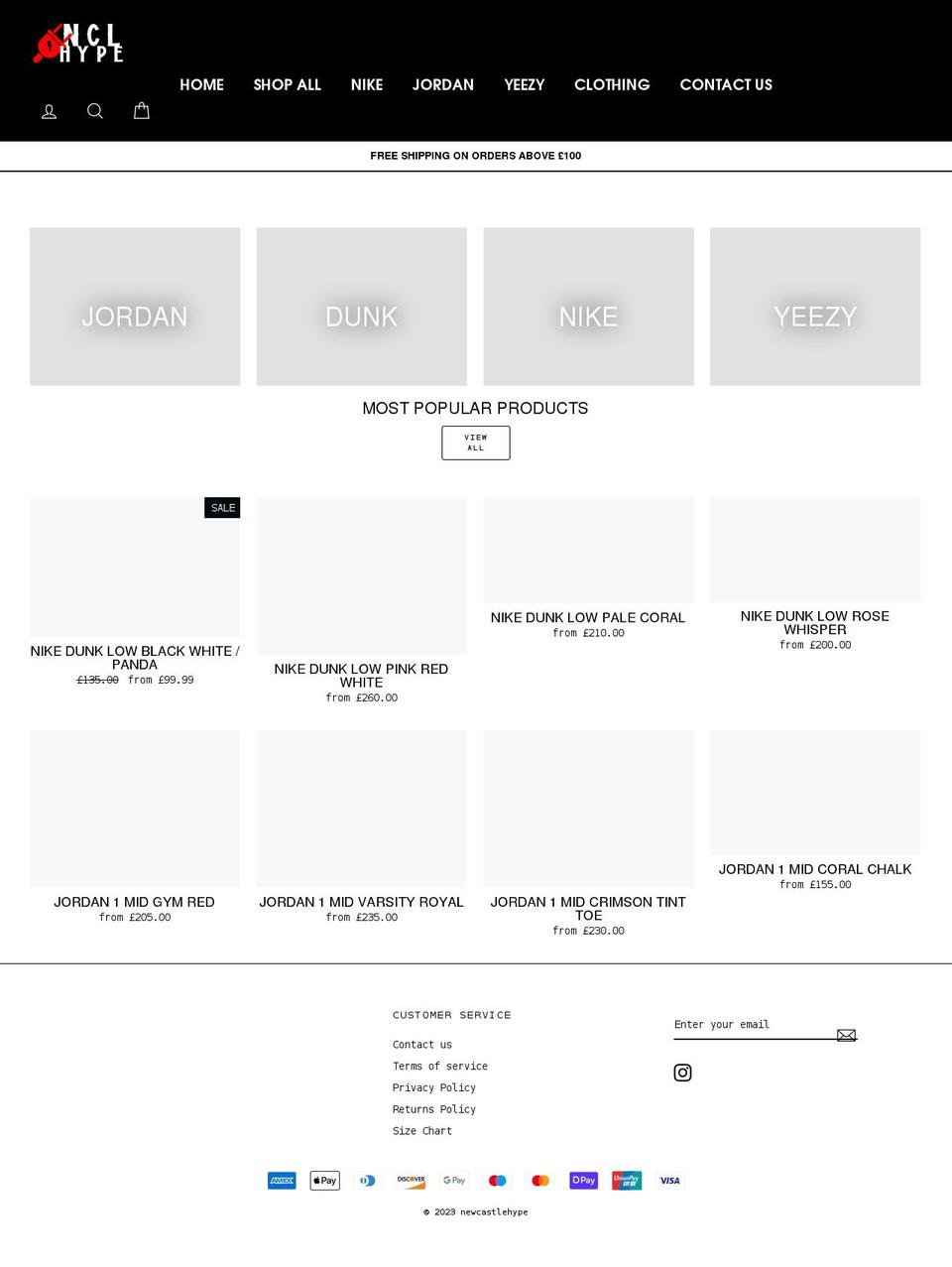 newcastlehype.com shopify website screenshot