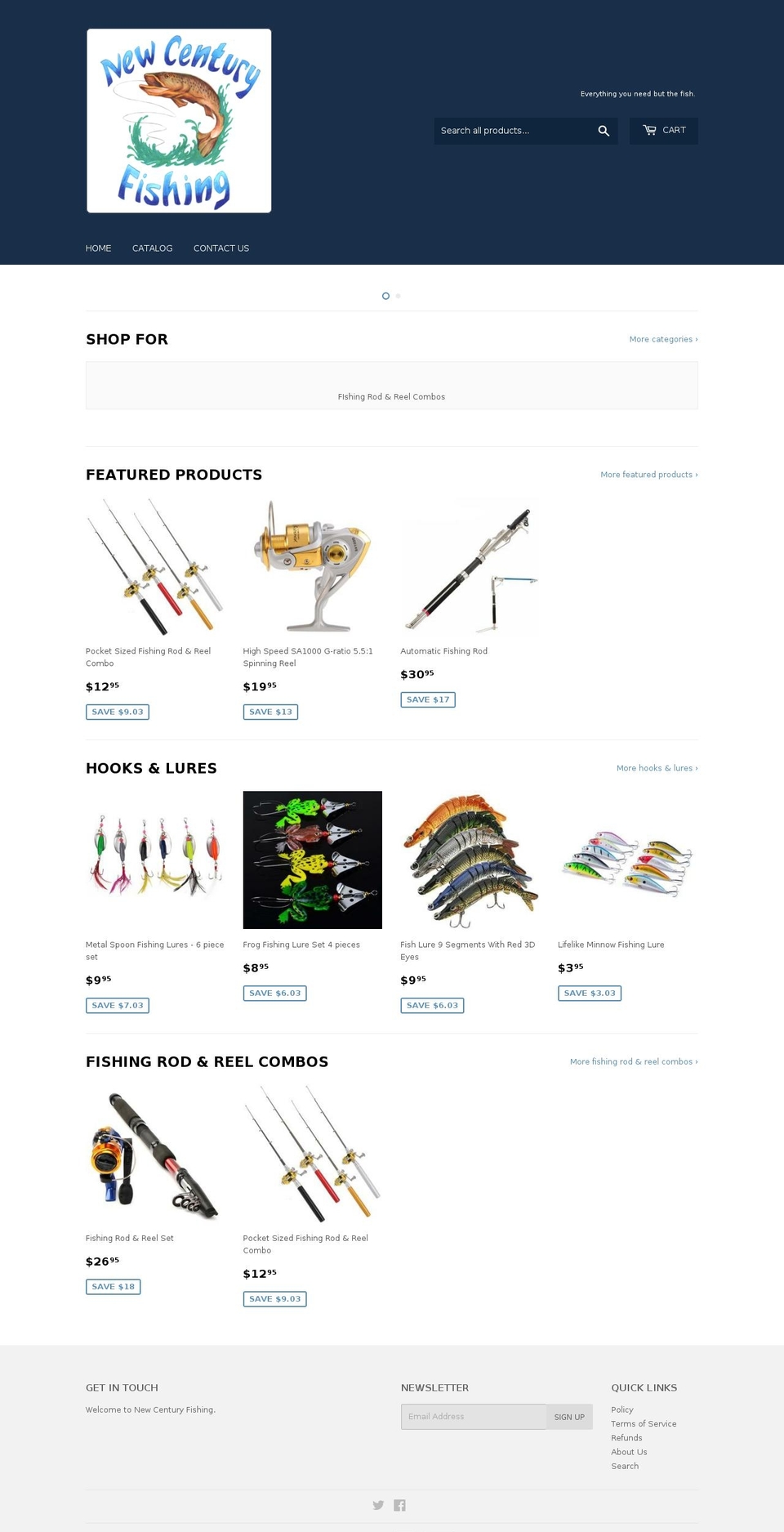 newcenturyfishing.com — Shopify storefront screenshot