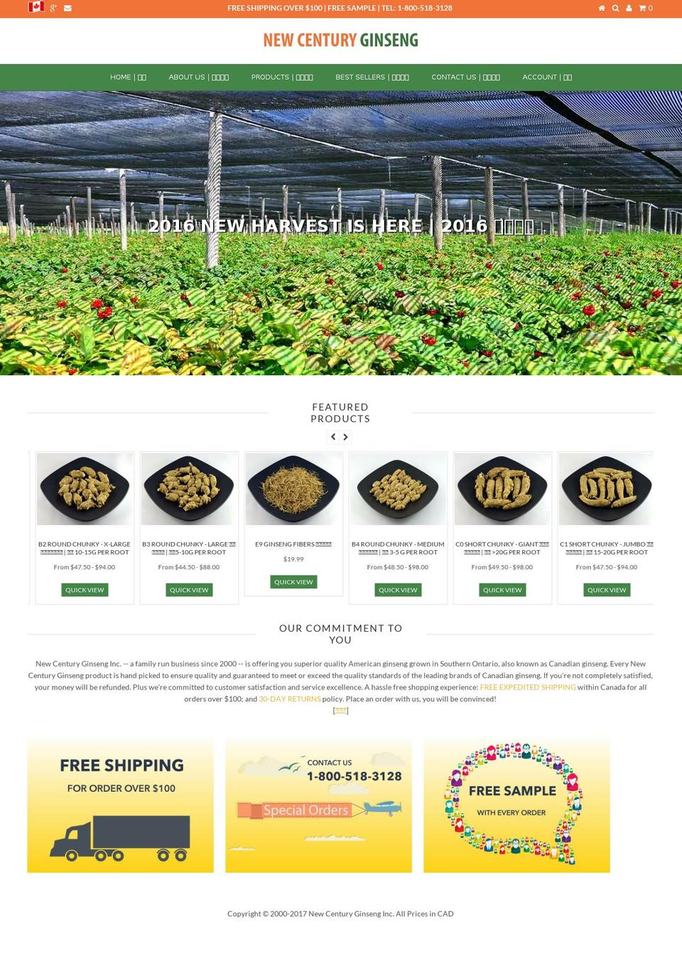 newcenturyginseng.com shopify website screenshot