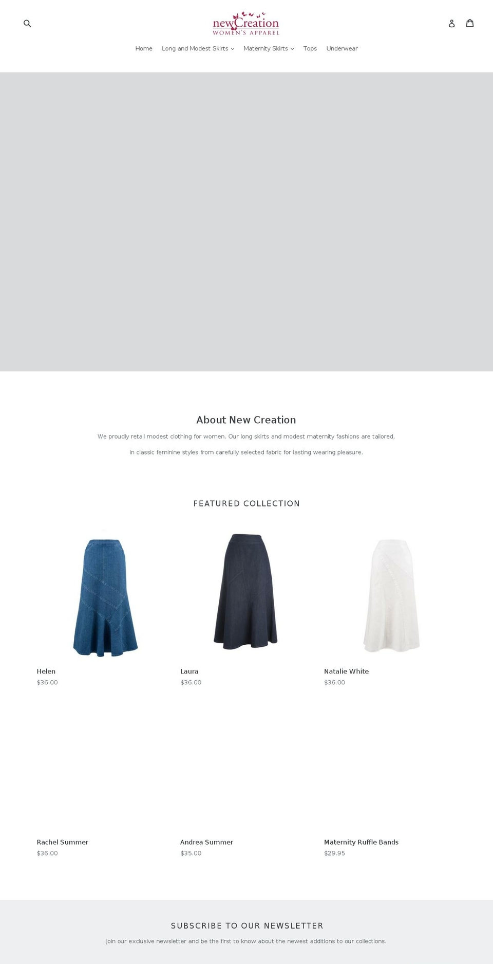 Production Theme Shopify theme site example newcreationapparel.com