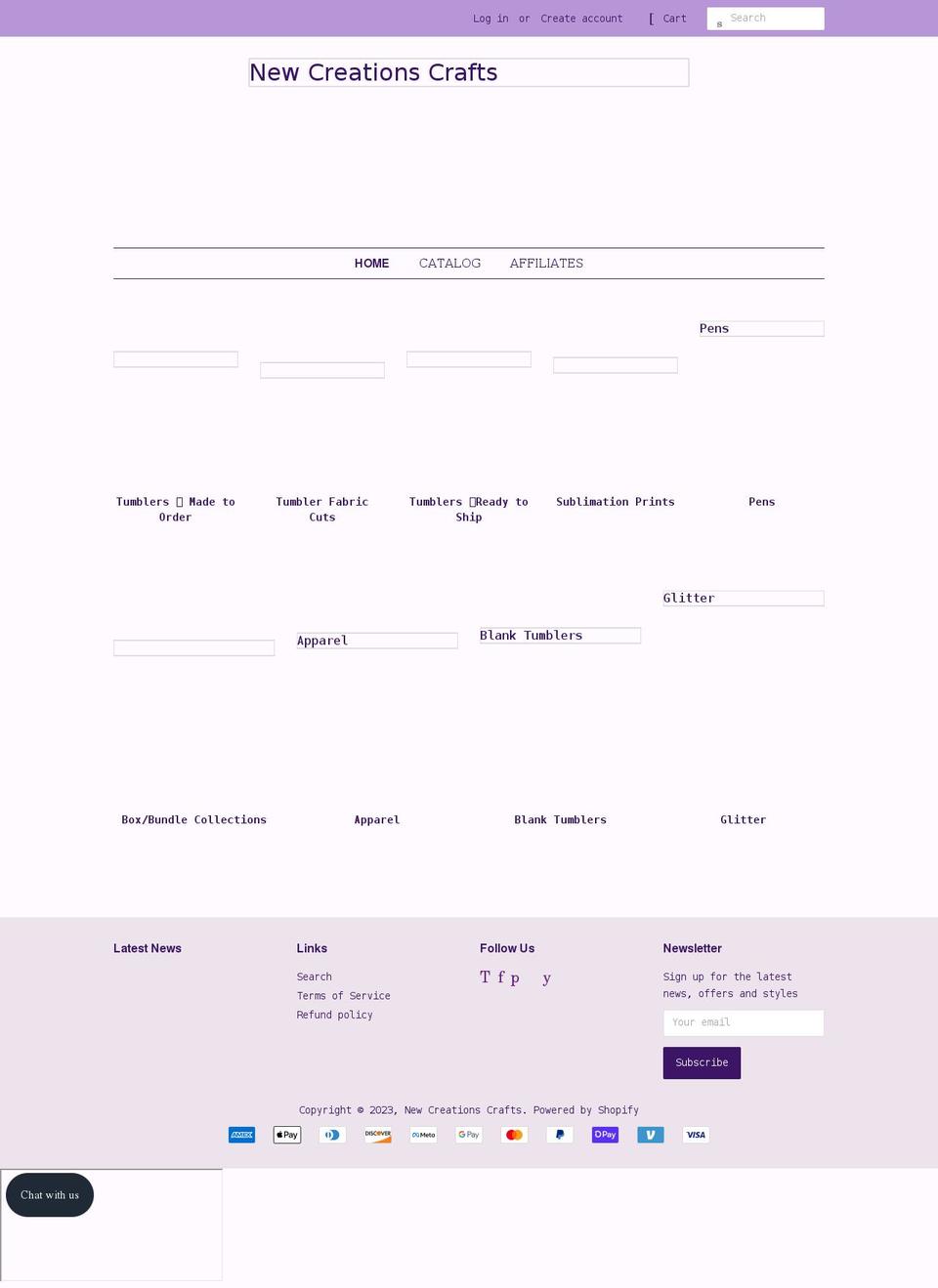 newcreationscrafts.com shopify website screenshot