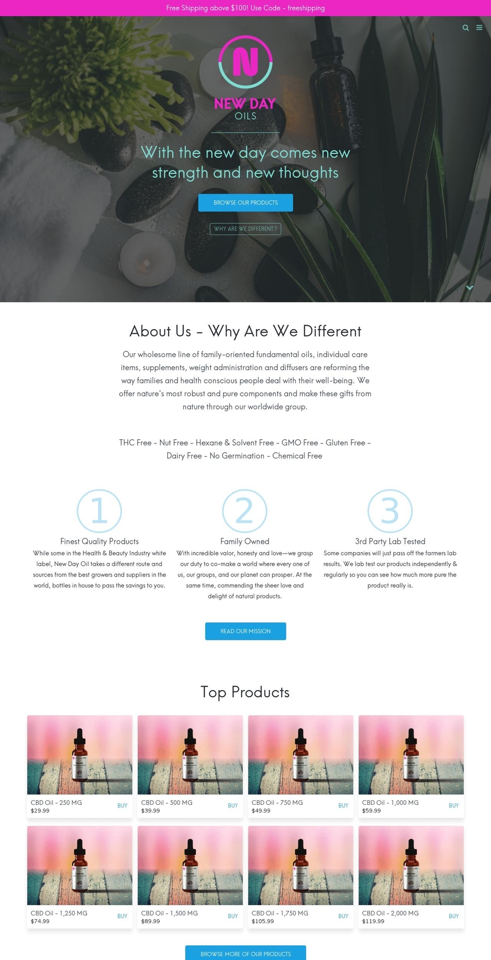 newdayoils.com — Shopify storefront screenshot