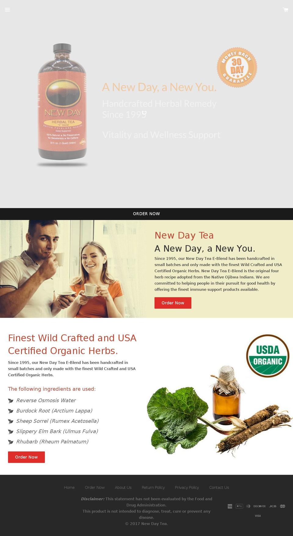 newdaytea.com shopify website screenshot