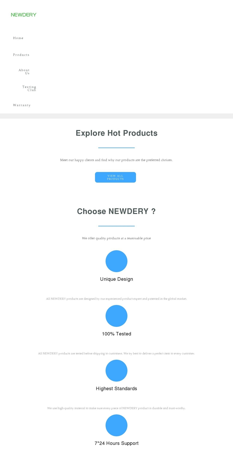 newdery.com shopify website screenshot