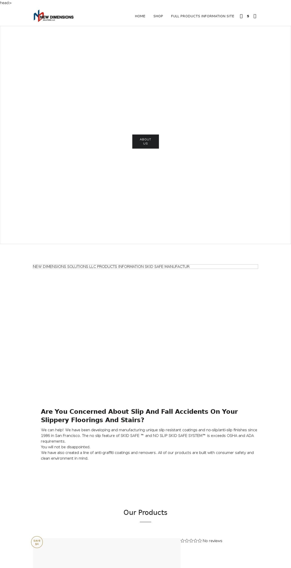 newdimensionssolutions.com shopify website screenshot