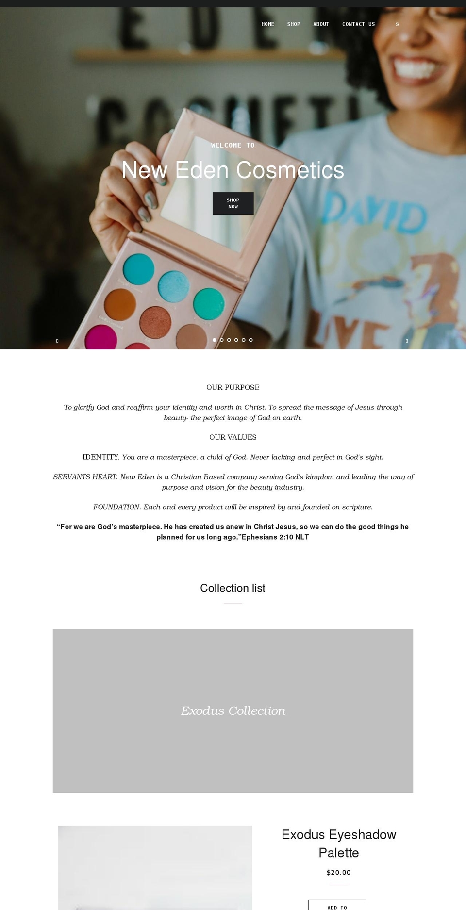 newedencosmetics.com shopify website screenshot