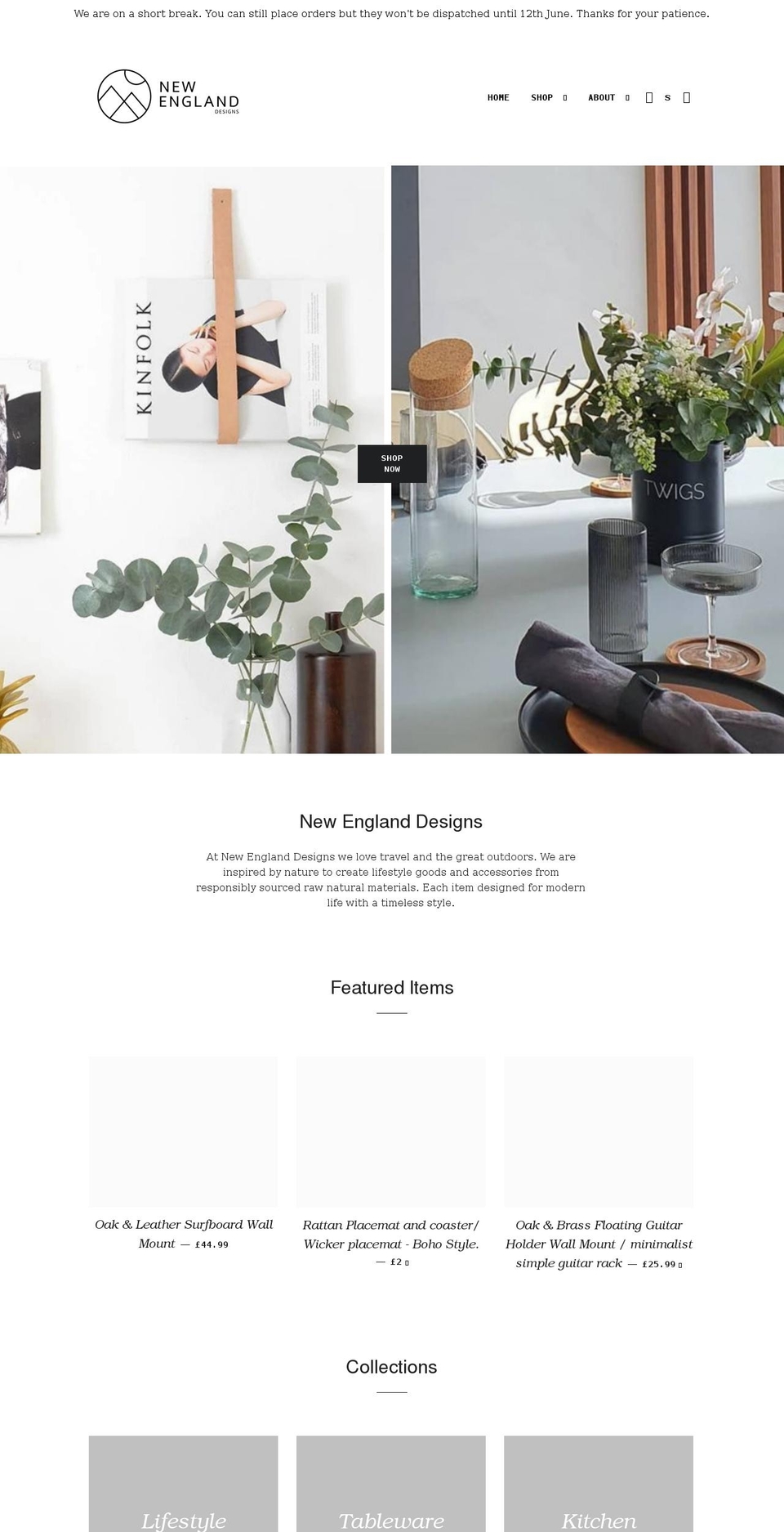 newengland-designs.com shopify website screenshot