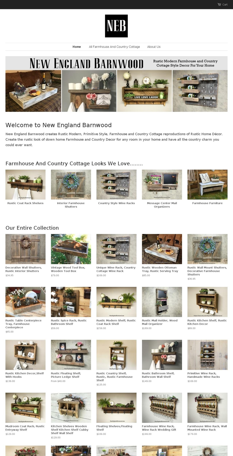 newenglandbarnwood.com — Shopify storefront screenshot