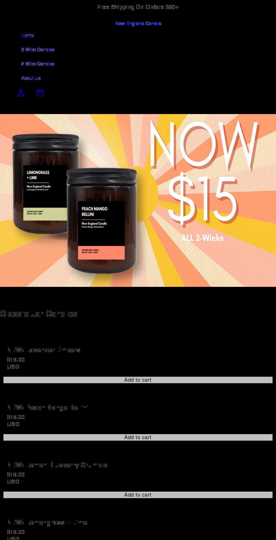 newenglandcandle.com shopify website screenshot