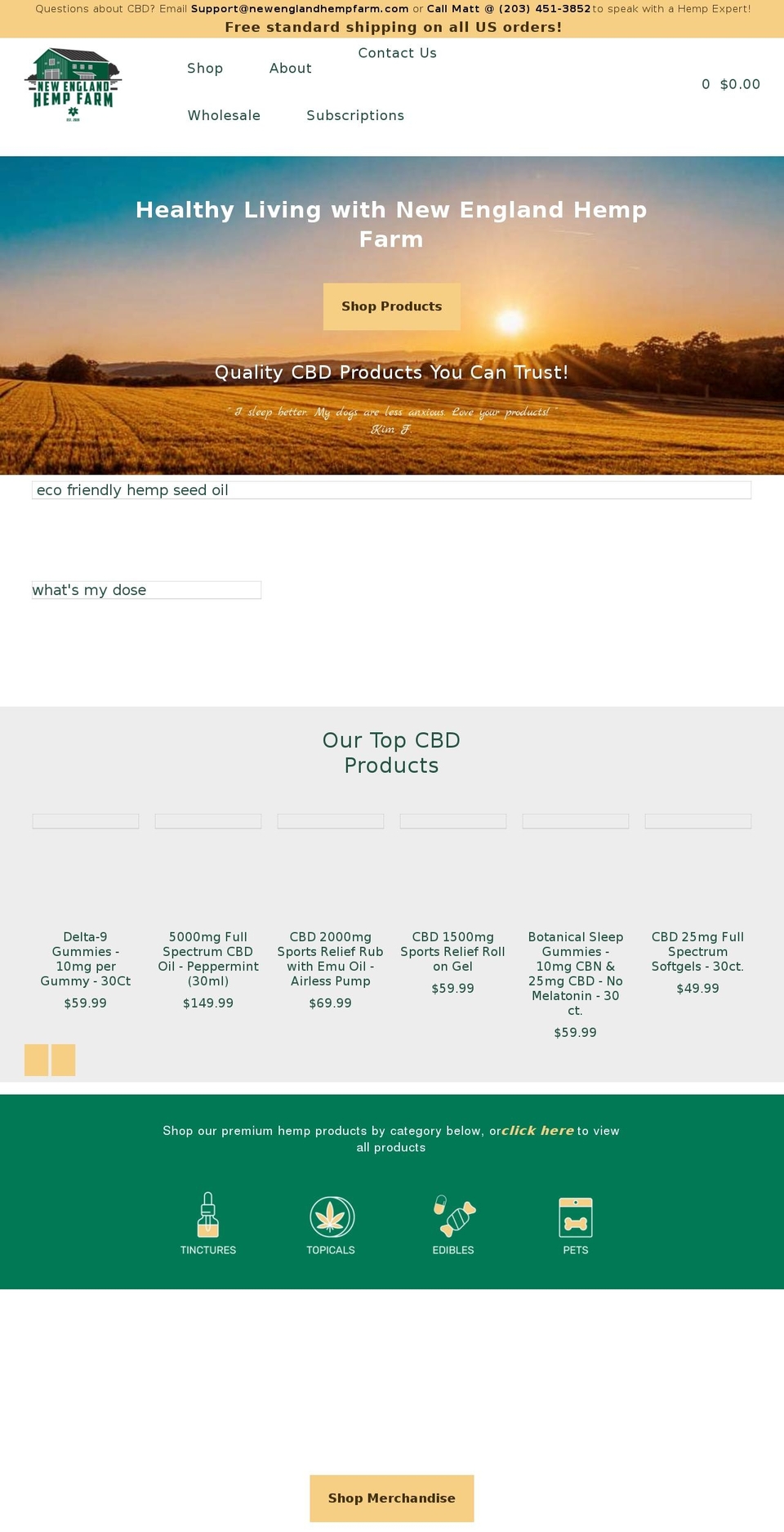 newenglandhempfarm.com shopify website screenshot