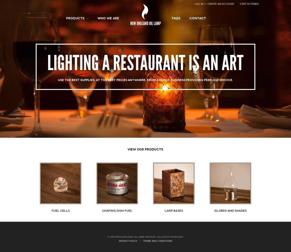 newenglandoillamp.com — Shopify storefront screenshot