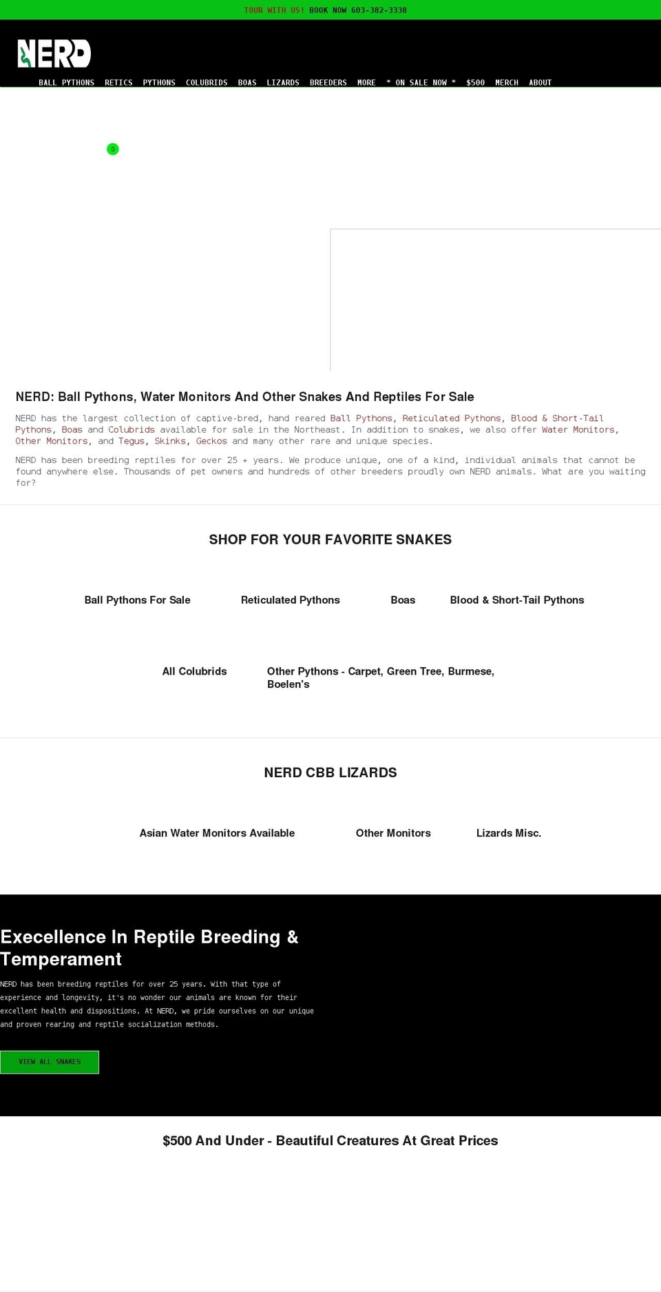 NERD Shopify theme site example newenglandreptilestore.com