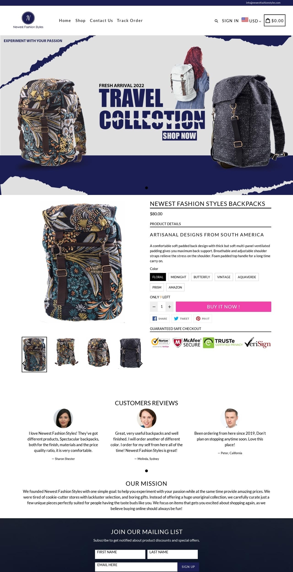 newestfashionstyles.com shopify website screenshot