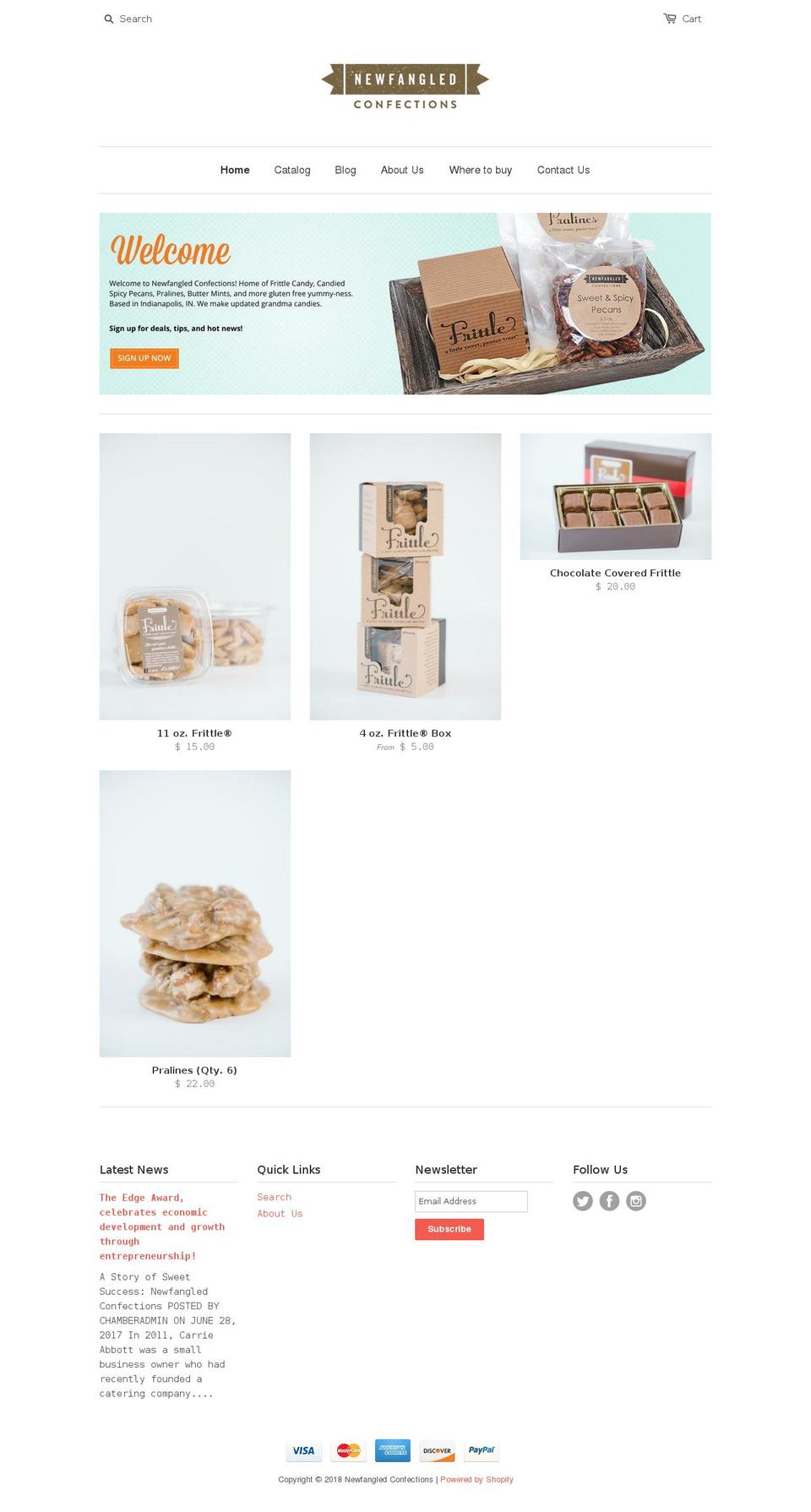 newfangledcandy.com — Shopify storefront screenshot