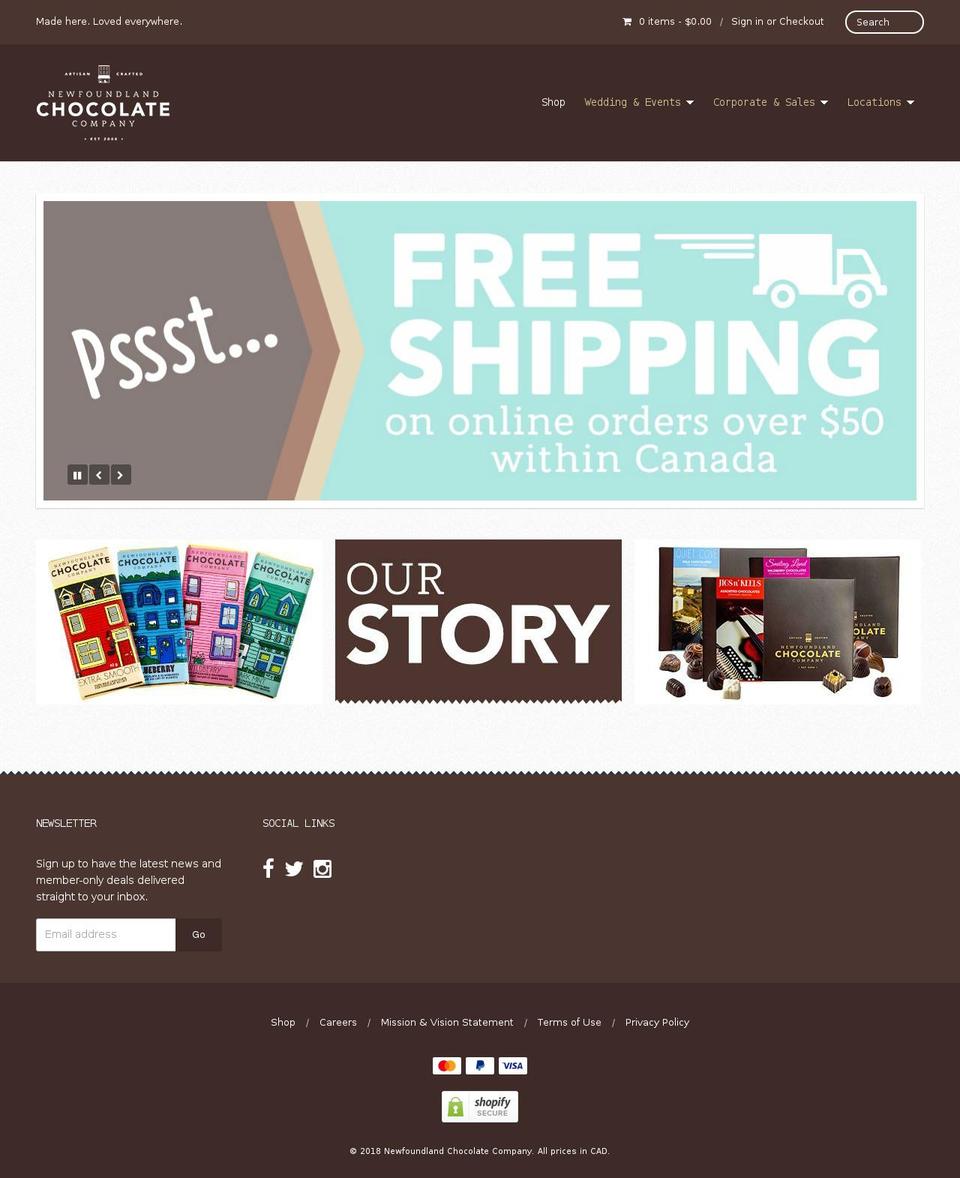 newfoundlandchocolate.com — Shopify storefront screenshot