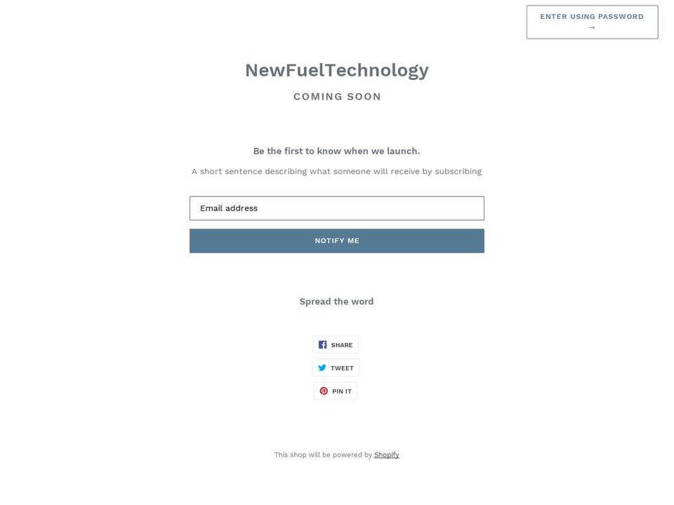 newfueltechnology.com — Shopify storefront screenshot