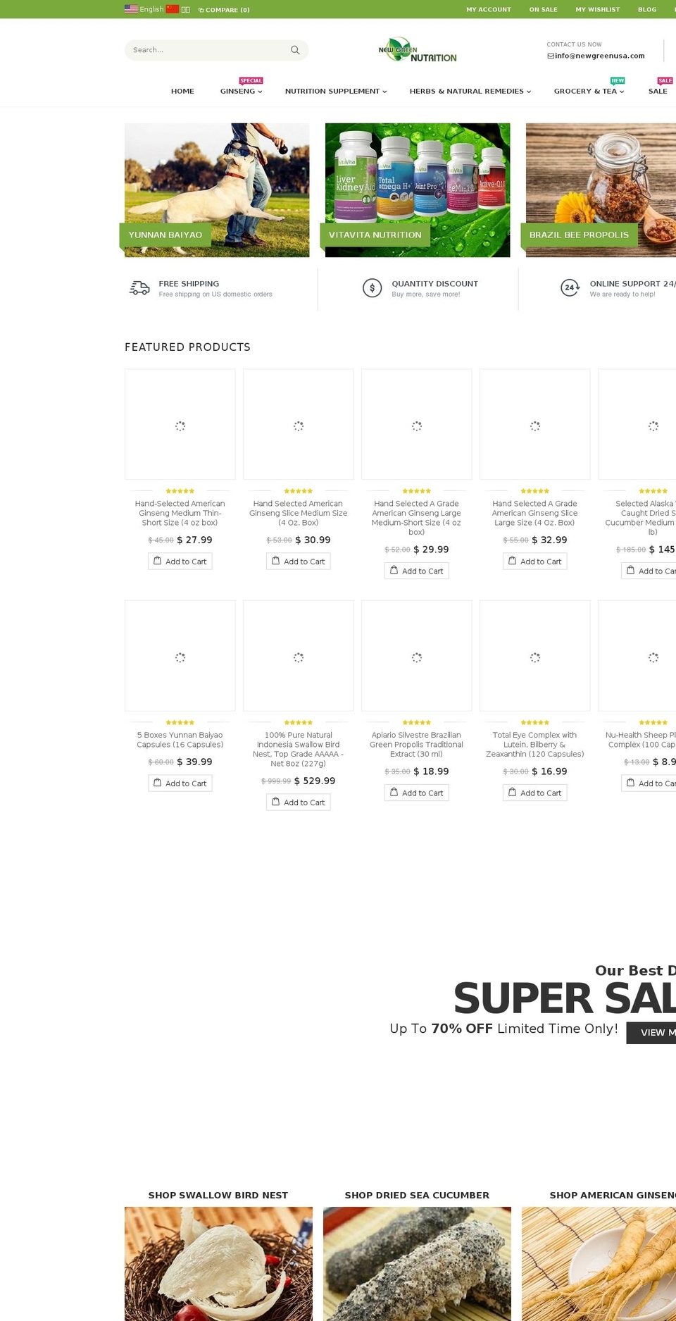 newgreenusa.com shopify website screenshot