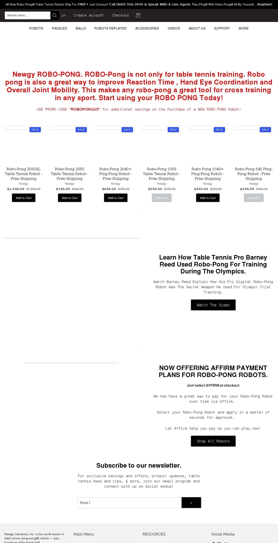 newgy-robo-pong.myshopify.com shopify website screenshot