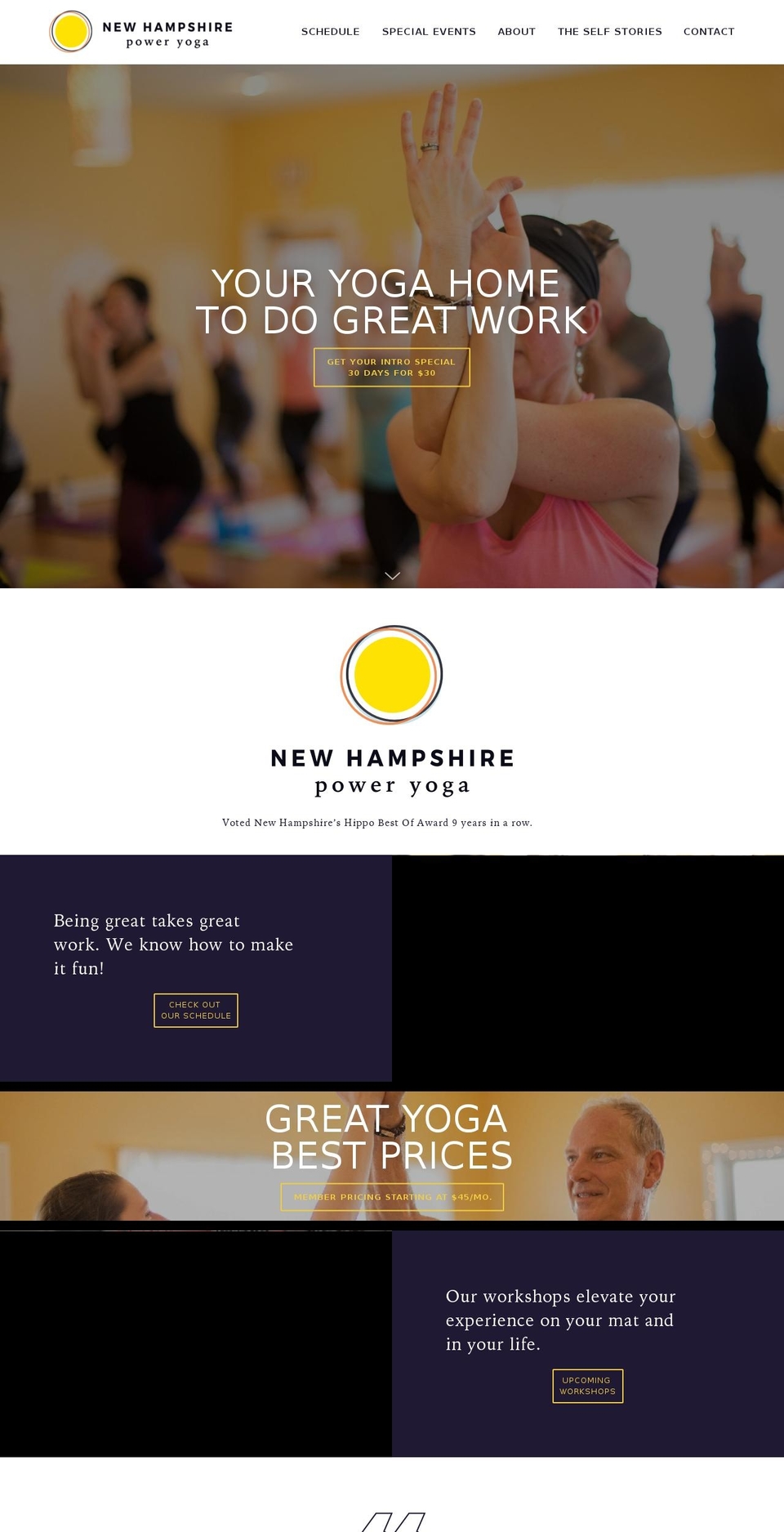 newhampshireyoga.com shopify website screenshot