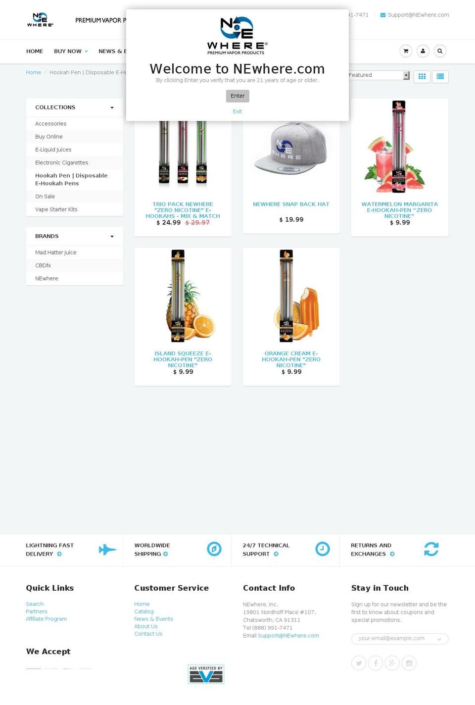 NEwhere 2016 Shopify theme site example newhereehooka.com