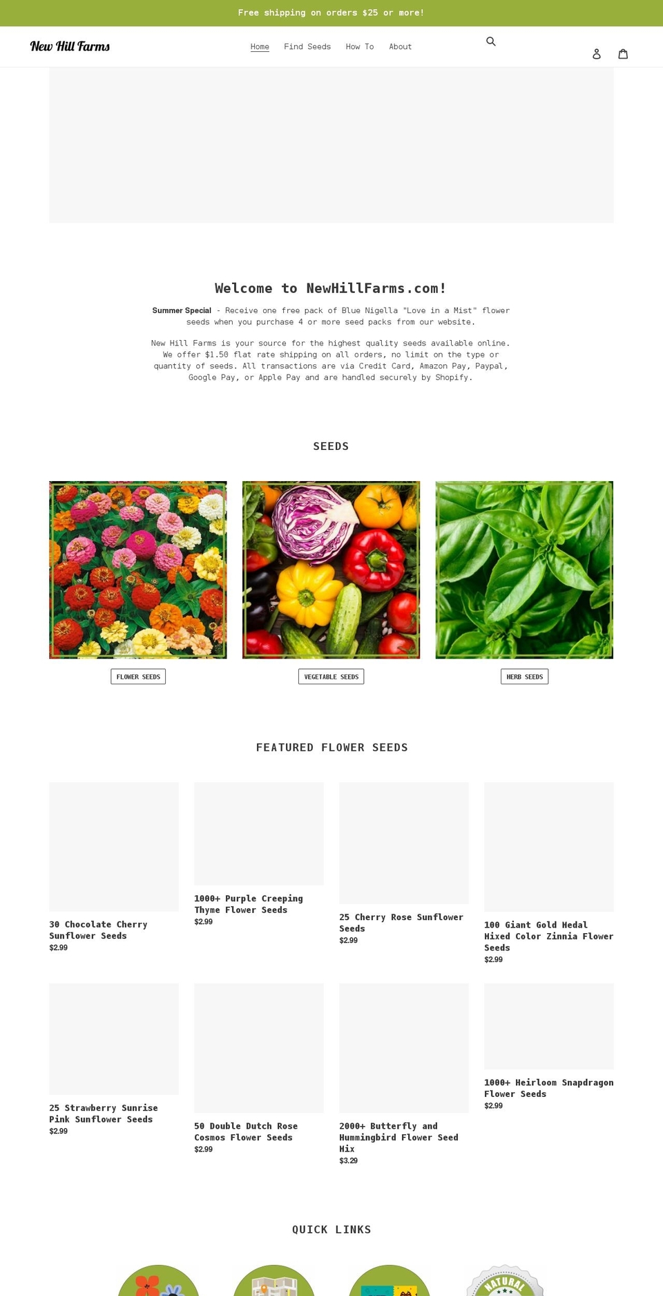 newhillfarms.com shopify website screenshot