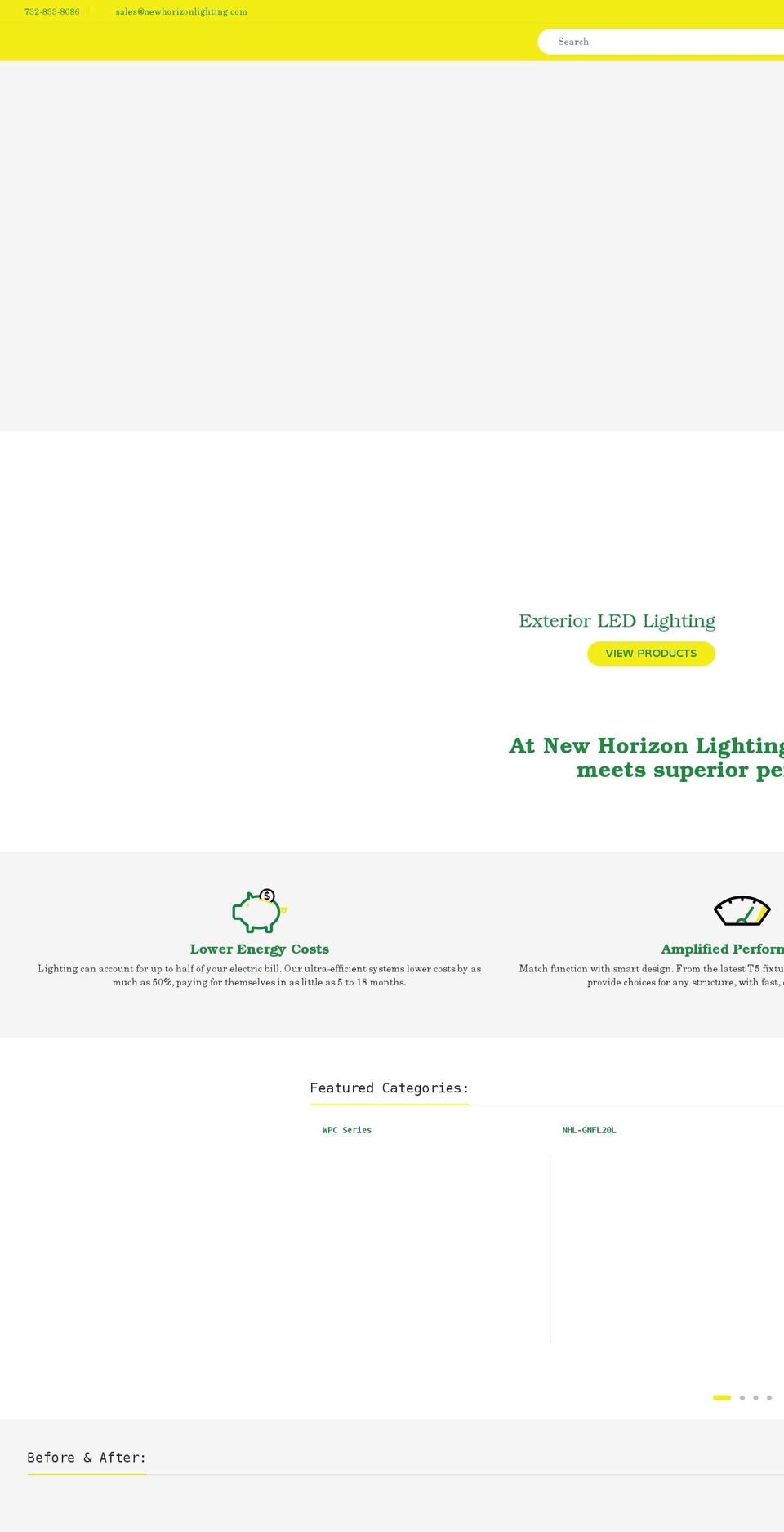 New Electro Shopify theme site example newhorizonlighting.com