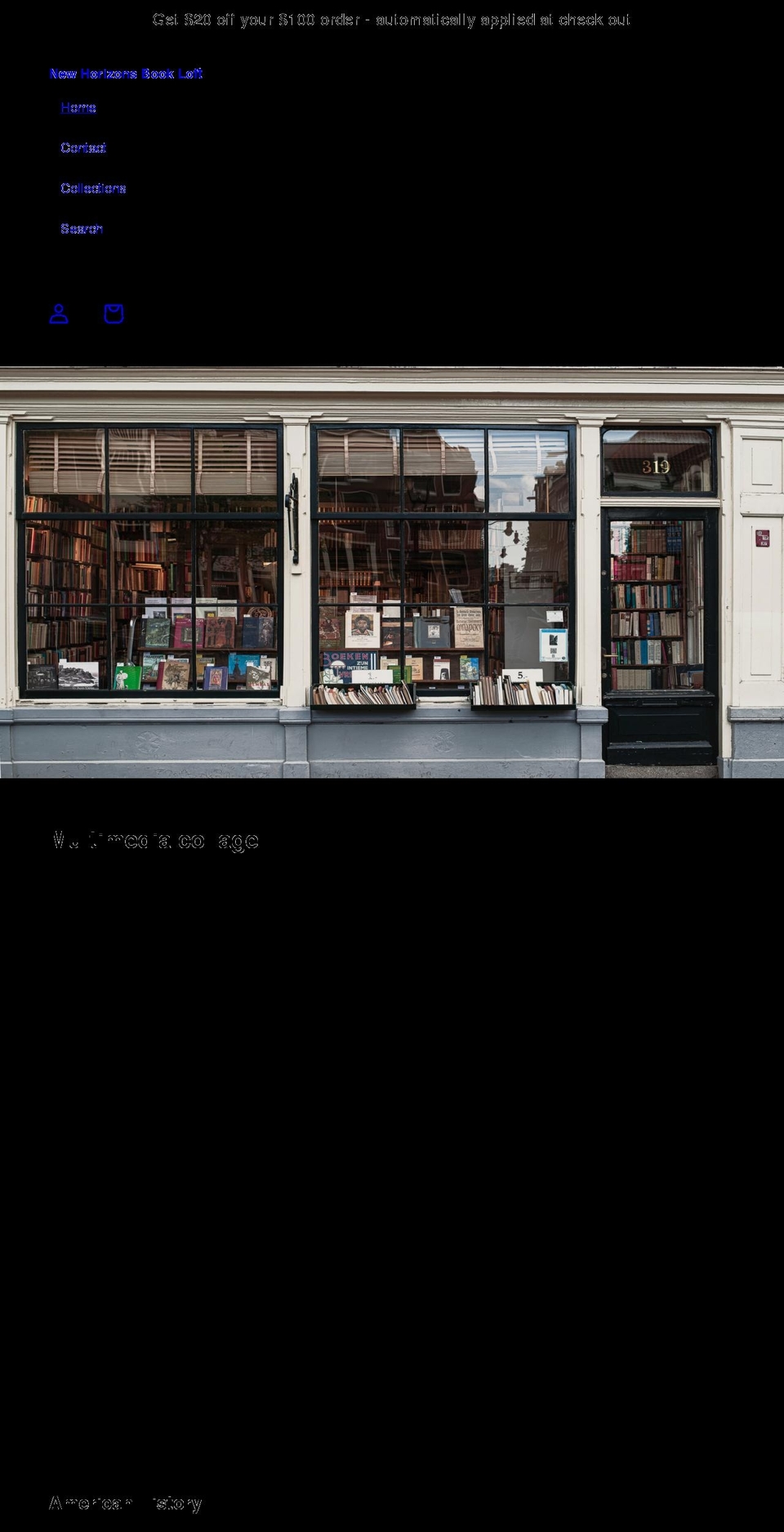 newhorizonsbookloft.com shopify website screenshot