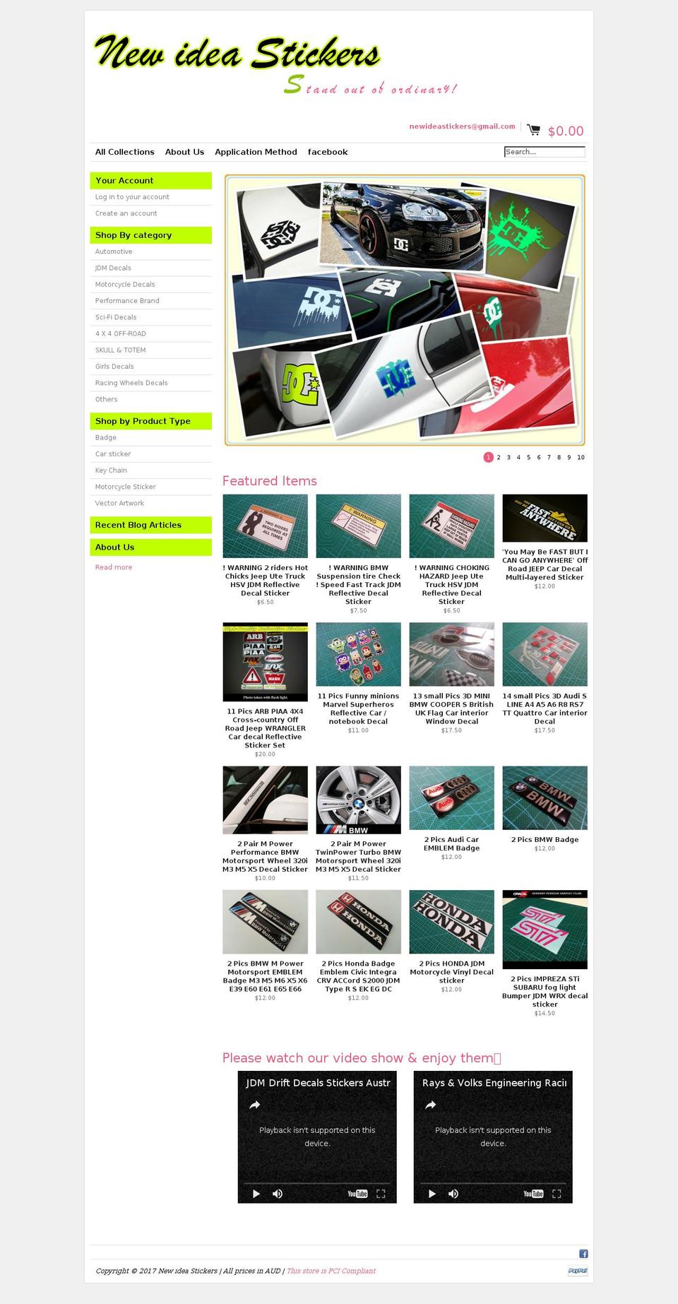 newideastickers.com shopify website screenshot