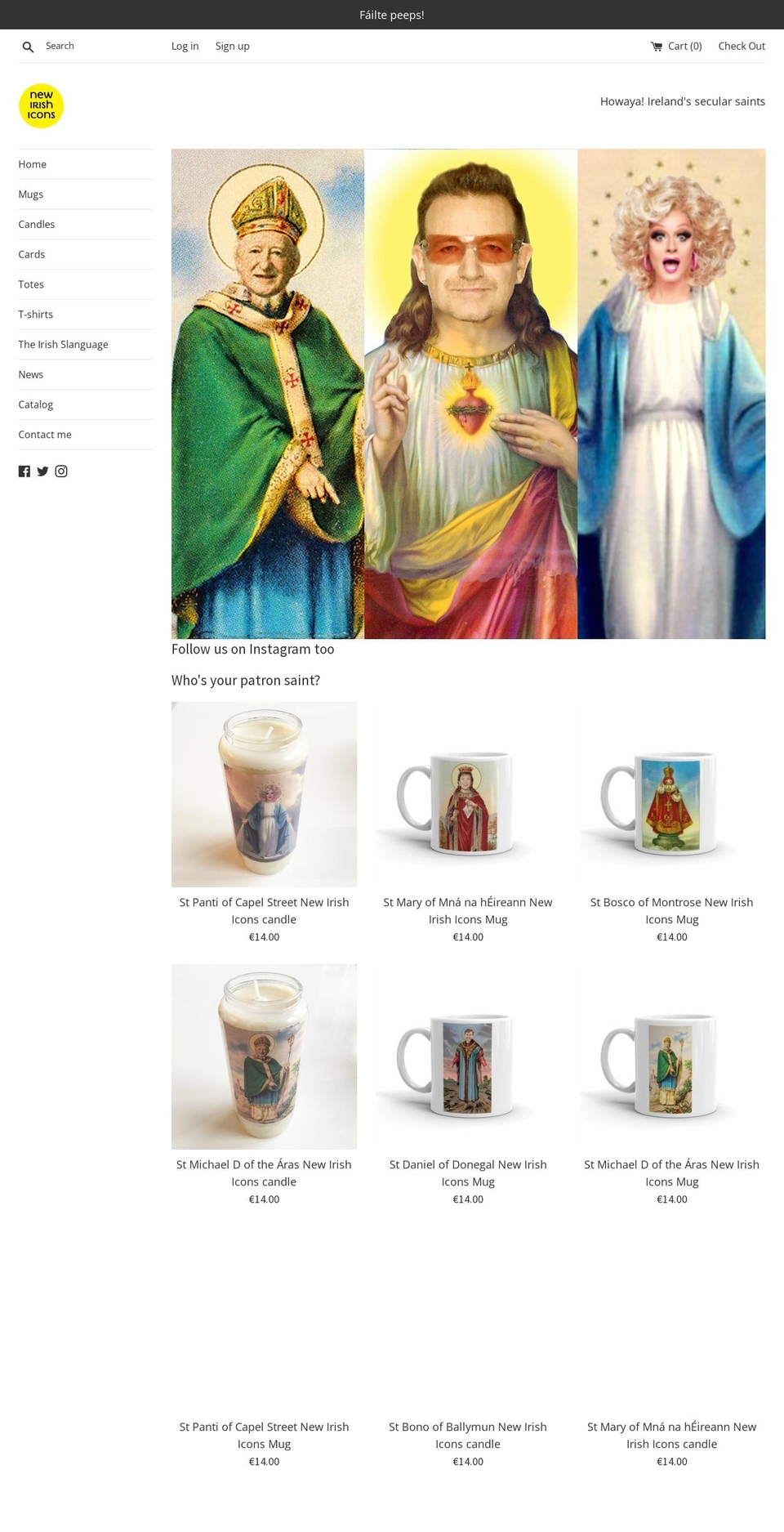 newirishicons.com shopify website screenshot