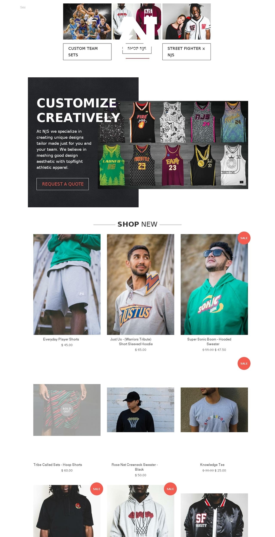 newjerseysets.com shopify website screenshot