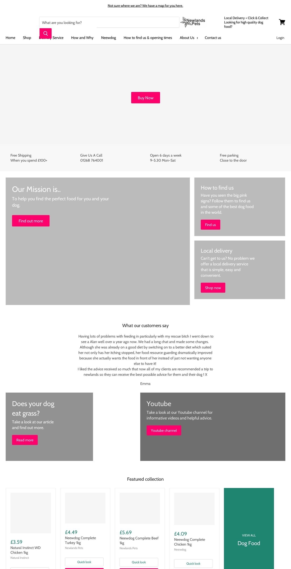 newlandspets.co.uk shopify website screenshot
