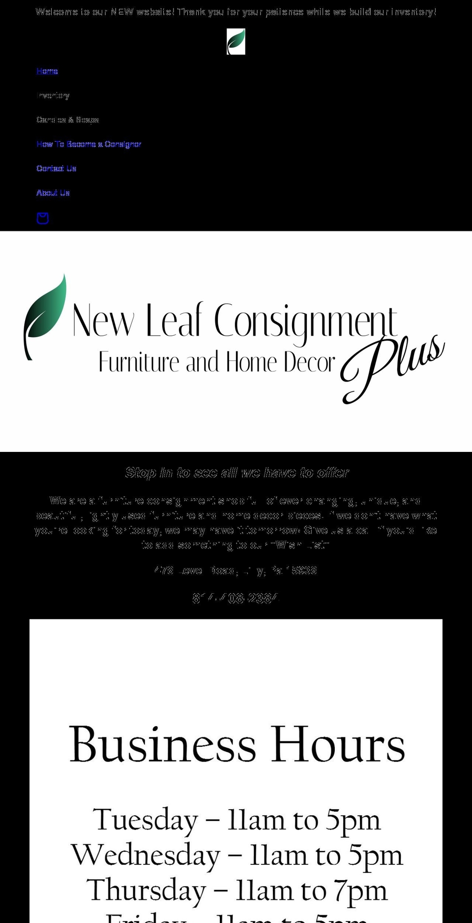newleafconsignmentplus.com shopify website screenshot