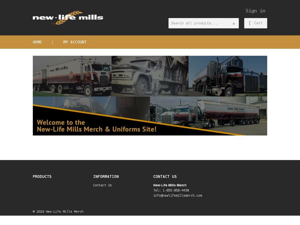 newlifemillsmerch.com shopify website screenshot