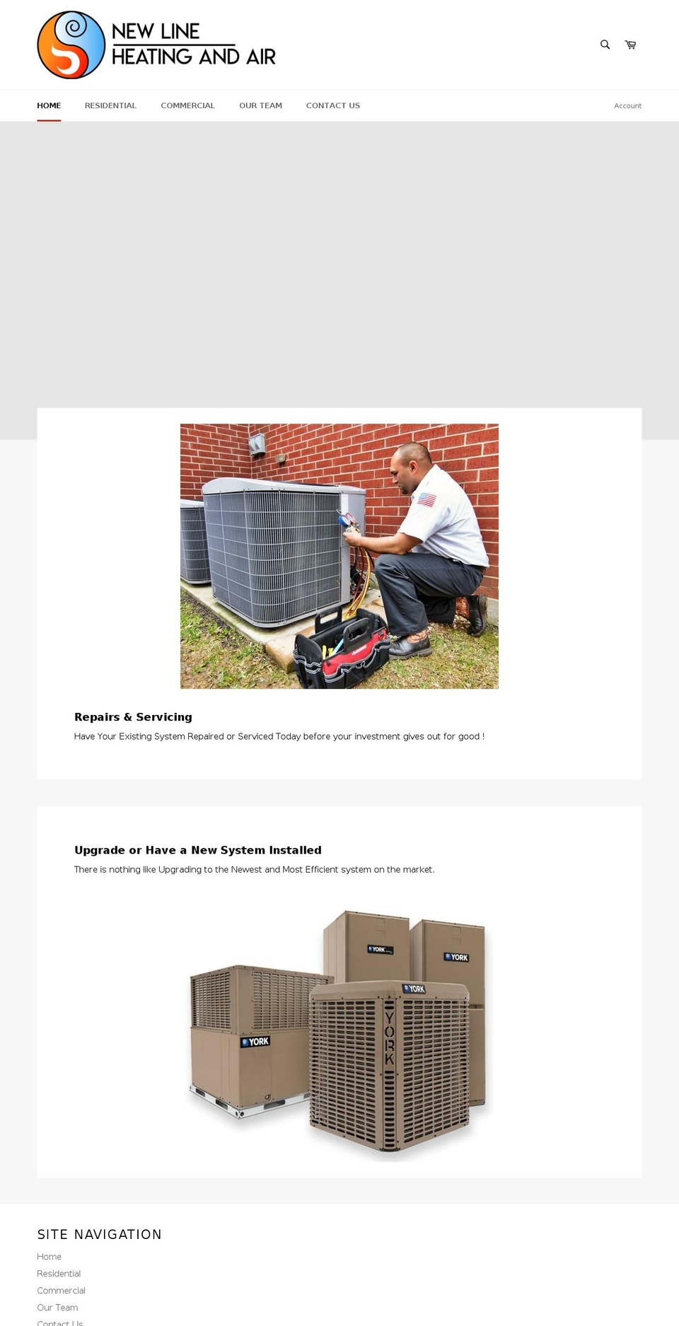 newlineheatingandair.com — Shopify storefront screenshot