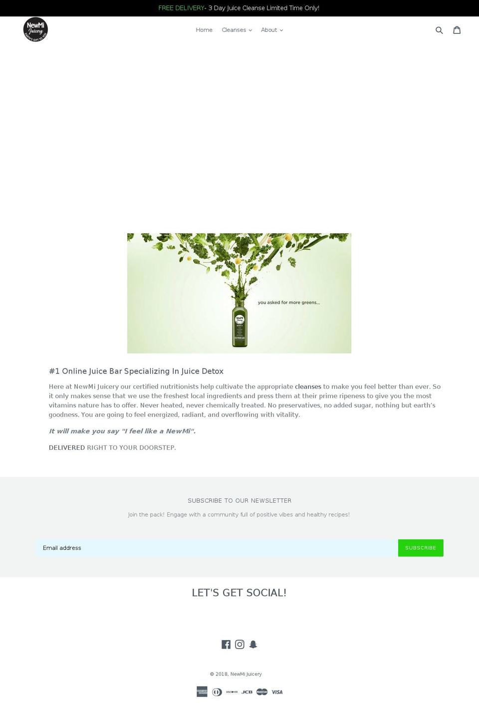 newmijuicery.com — Shopify storefront screenshot