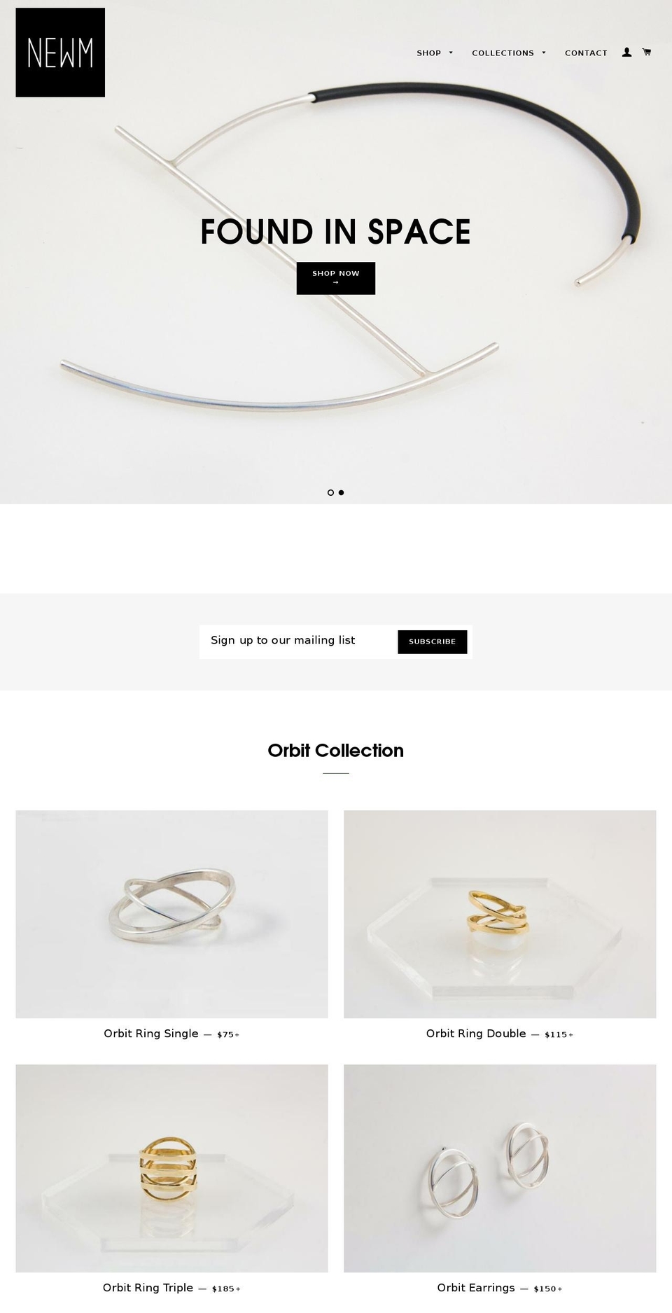 newmjewelry.com — Shopify storefront screenshot