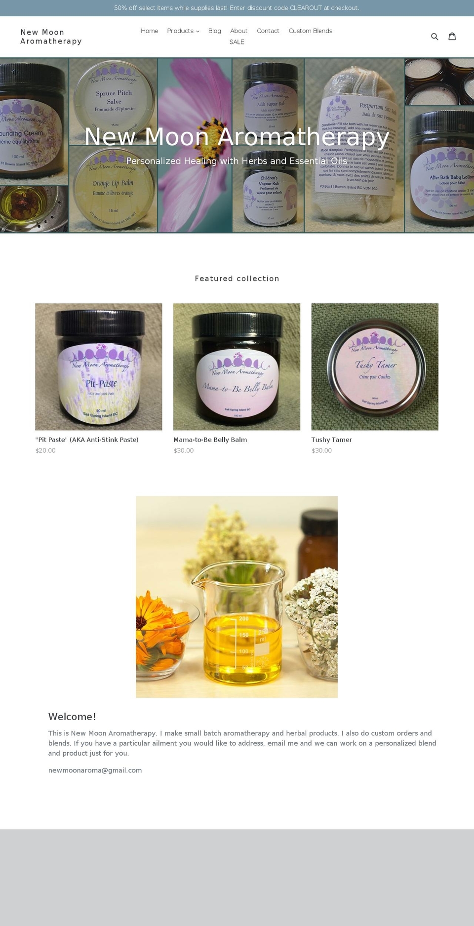 newmoonaroma.com — Shopify storefront screenshot