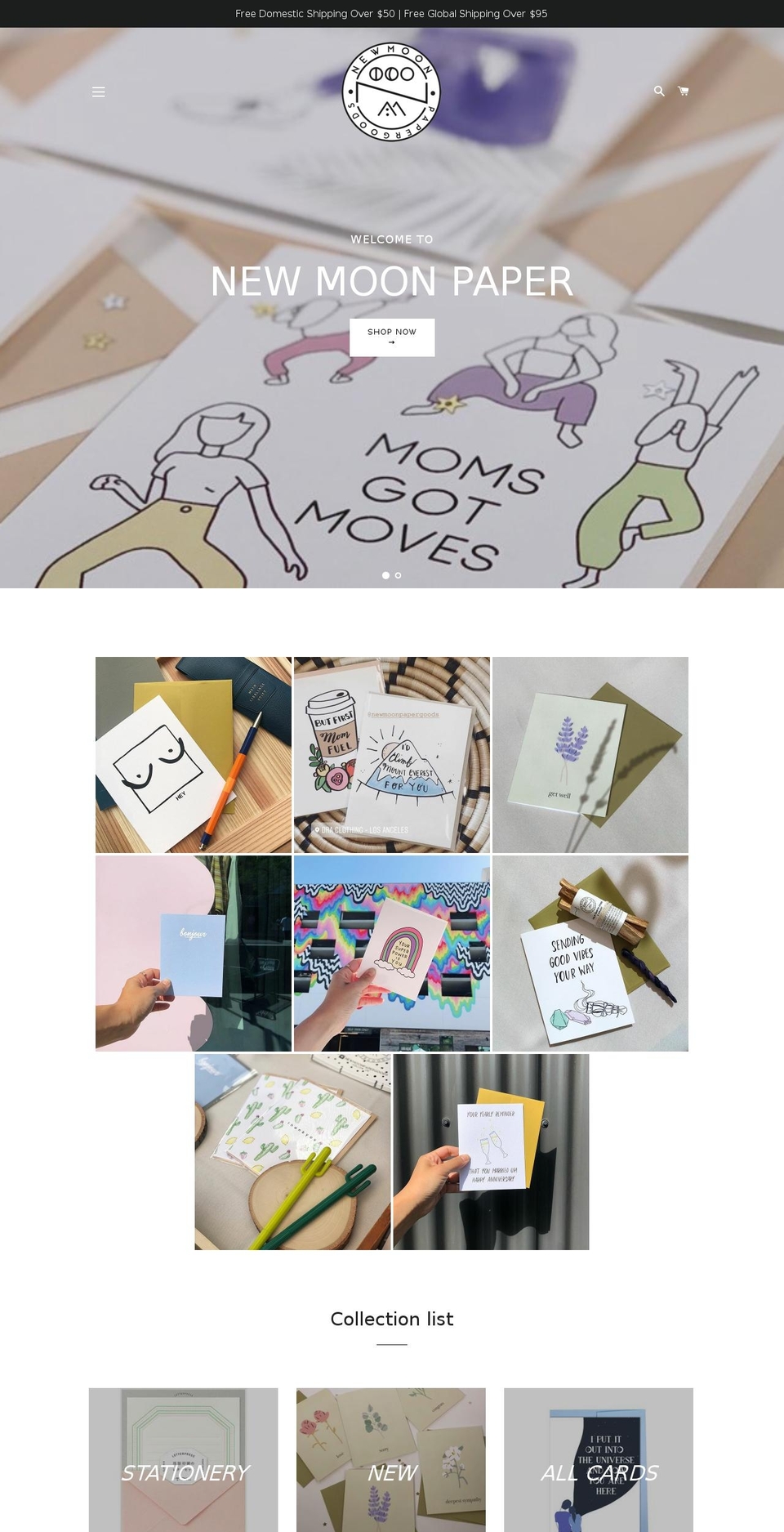 newmoonpaper.com — Shopify storefront screenshot