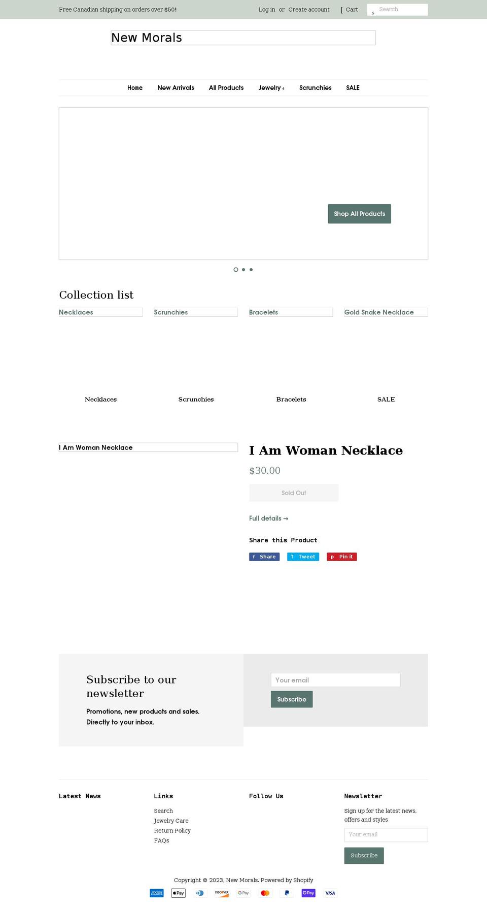 newmorals.com shopify website screenshot