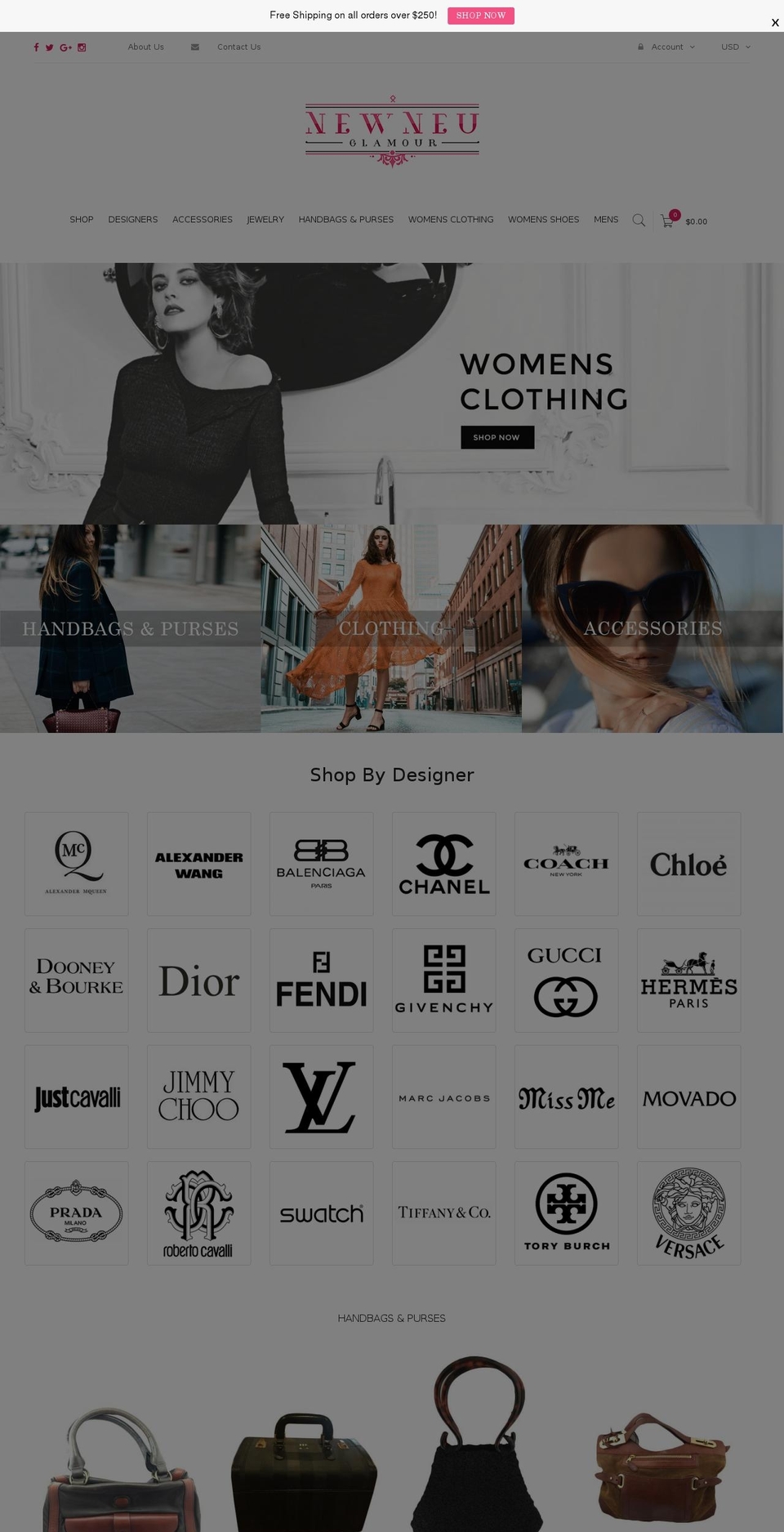 newneuglamour.com shopify website screenshot