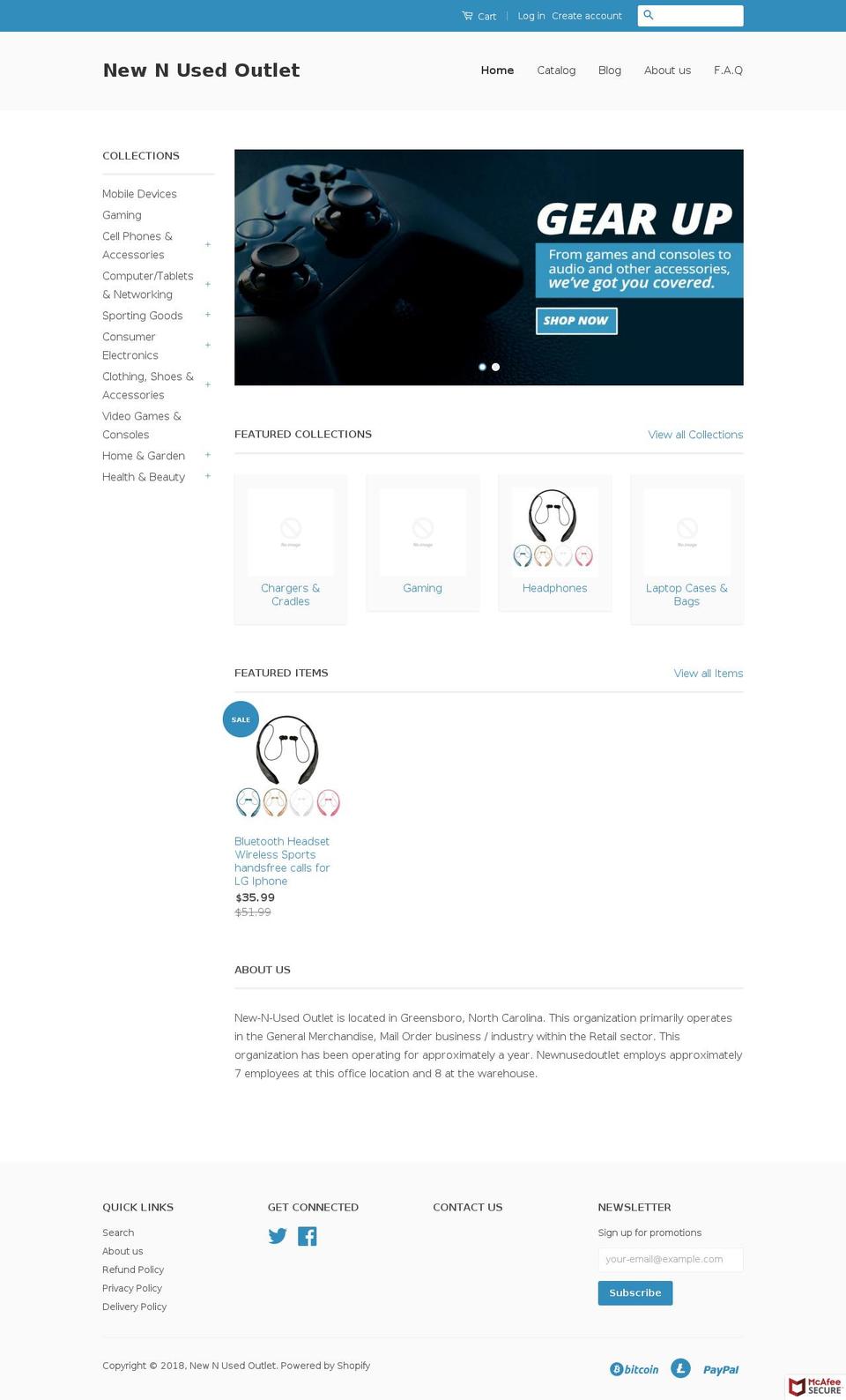newnusedoutlet.com — Shopify storefront screenshot