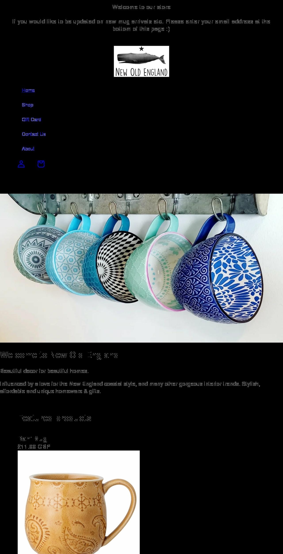 newoldengland.com shopify website screenshot