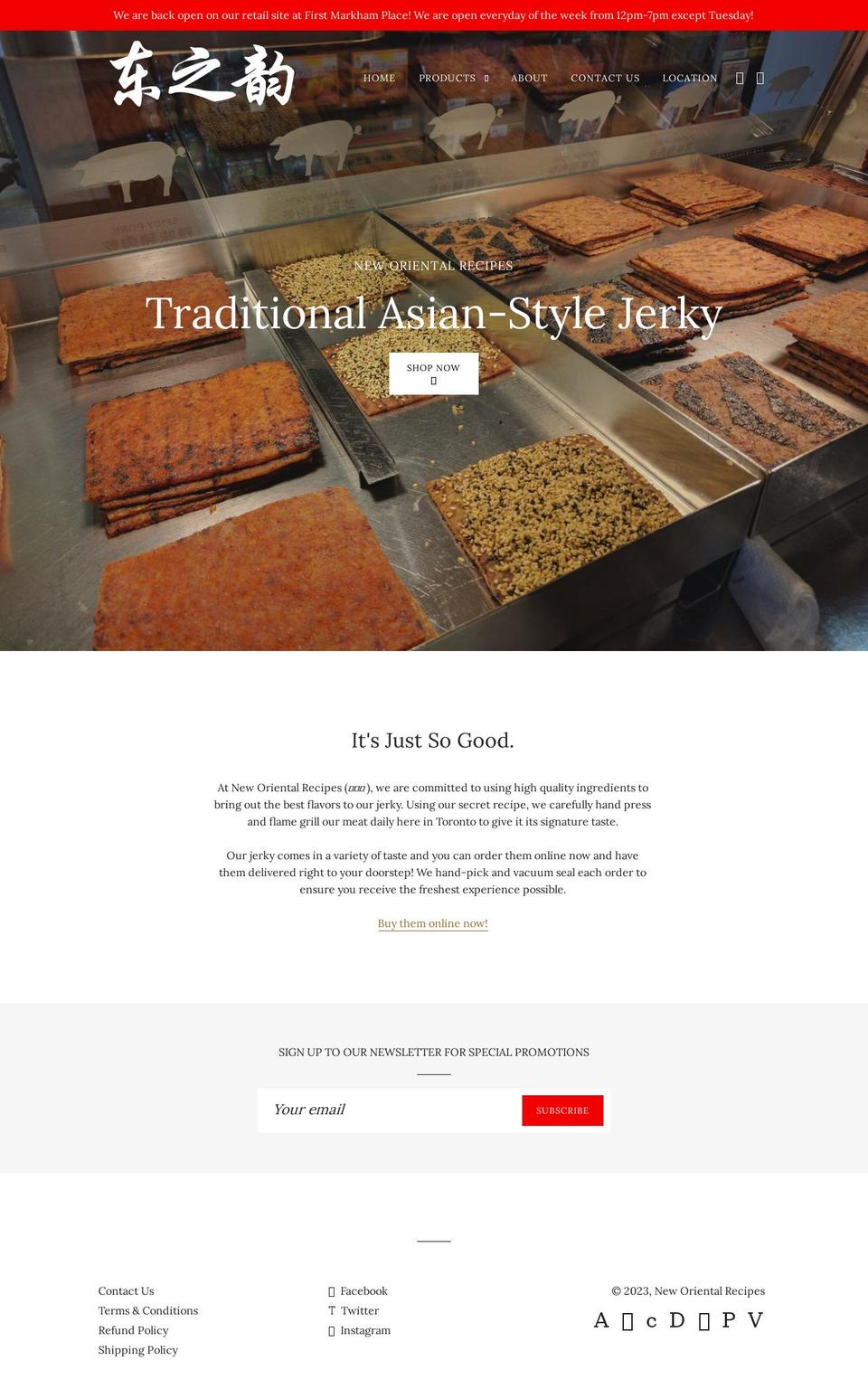 neworientalrecipes.com — Shopify storefront screenshot