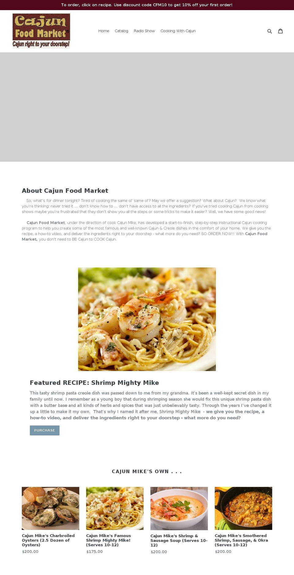 neworleanscajunrecipes.com shopify website screenshot