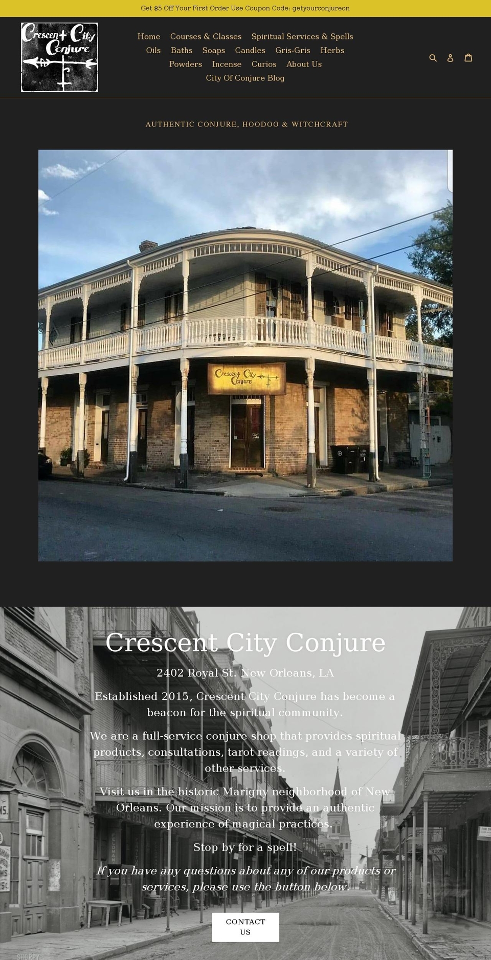 neworleanshoodoo.com — Shopify storefront screenshot
